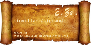 Einviller Zsigmond névjegykártya